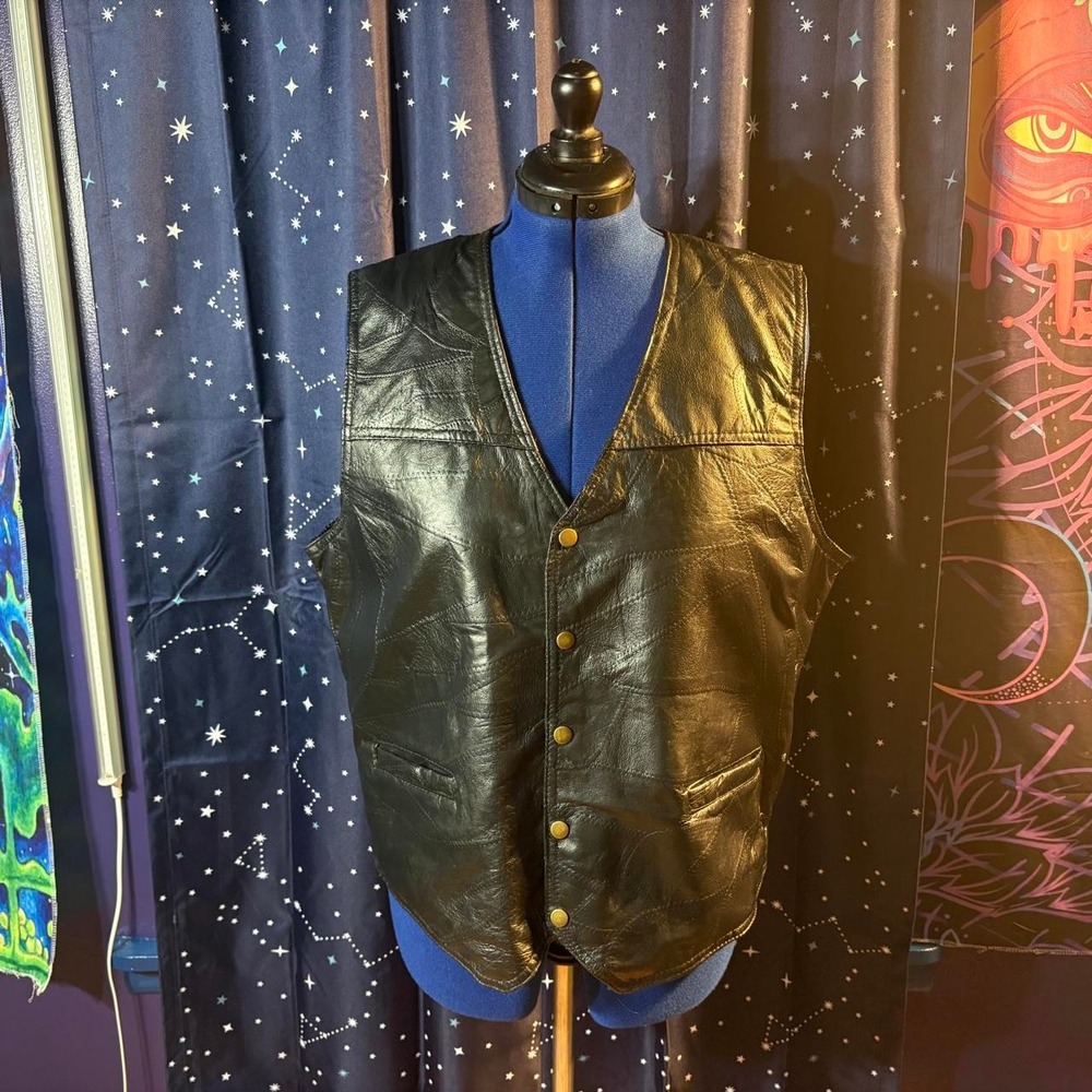 Vintage Y2K Genuine Leather Biker Vest
